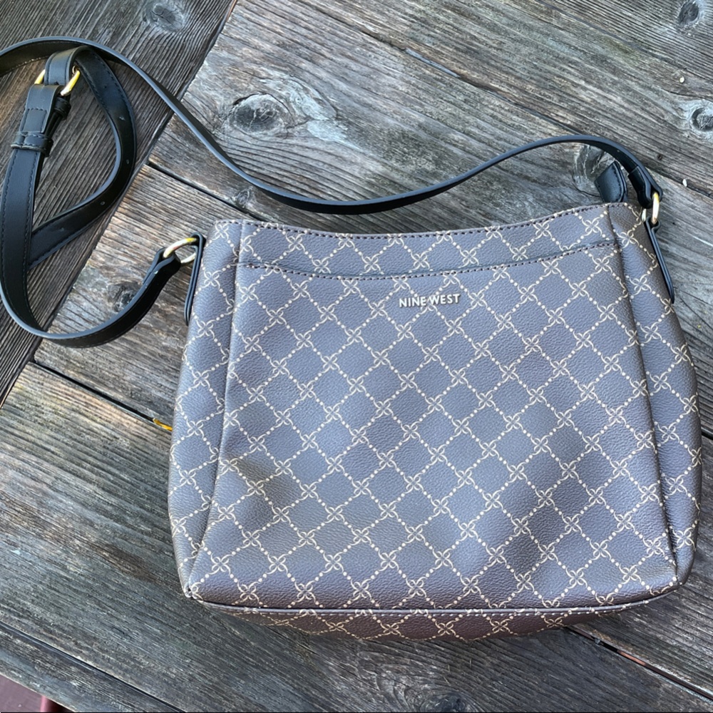 Nine West Gray Patterned Crossbody Bag Y2K